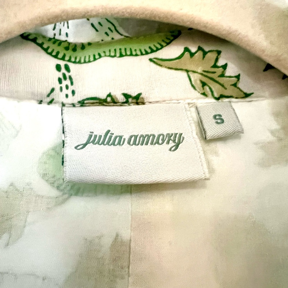 Julia Amory Cotton Button Down Shirt Dress in Celadon Buttercup - Picture 6 of 9